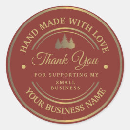 Redondo Vermelho e ouro | obrigado clássico adesivo redond