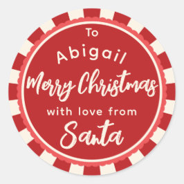 Redondo Vermelho listrado do adesivo de presentes de Papai