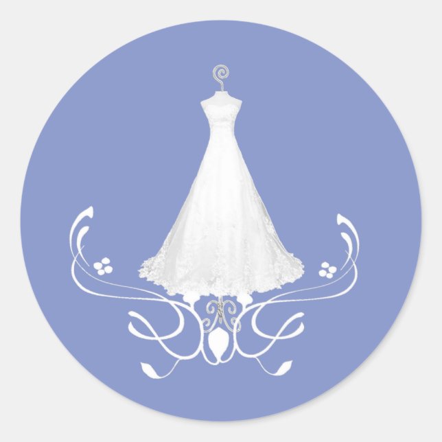 Redondo Vestido de Casamento Vestido Blue envelope adesivo (Frente)