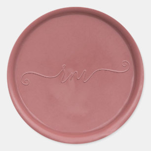Redondo Vintage inicial - Rosa de cera de cera - adesivo