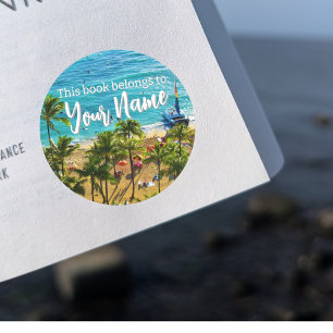 Redondo Waikiki"Este Livro Pertence a" Adesivo personalizá