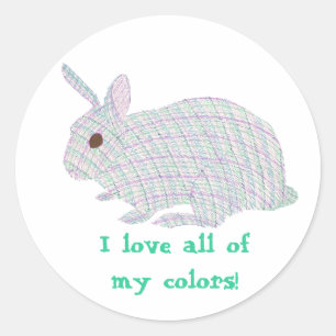 Redondo Xadrez Bunny, adoro todas as minhas cores, adesivo