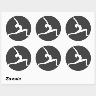 Redondo Yoga White Silhouette Woman Colocando Adesivo Redo