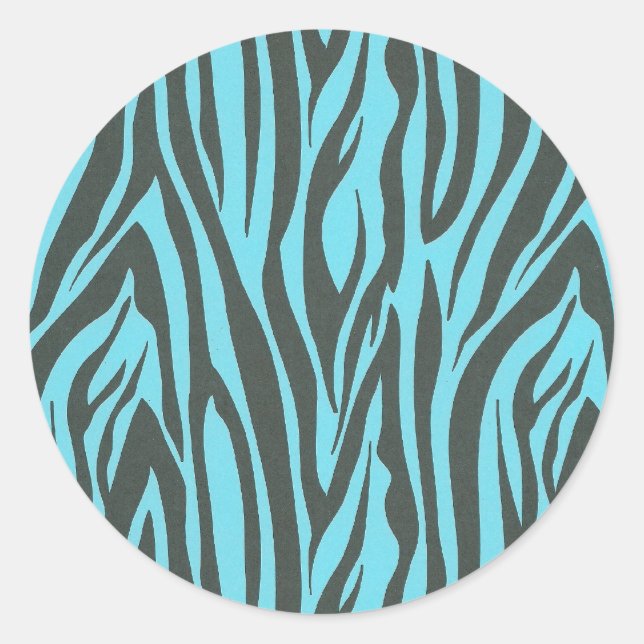 Redondo Zebra Print no adesivo de turquesa (Frente)