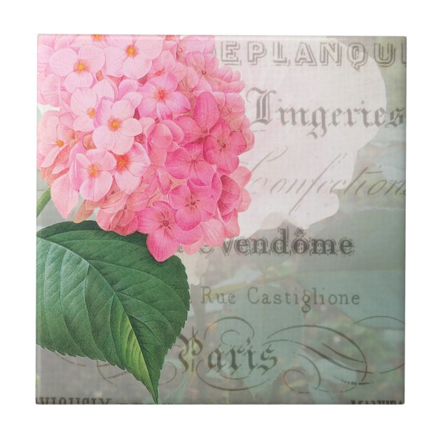 Redoute Vintage Hydrangea Azulejo cerâmico francês (Frente)