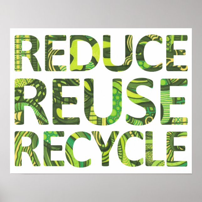 Reduza o Poster verde do Reciclar de reutilização (Frente)
