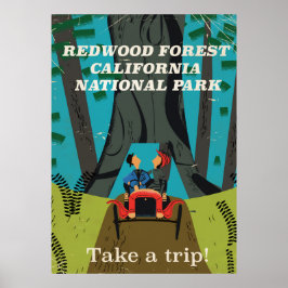 Redwood California vintage travel poster