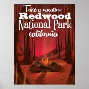 Redwood National Park, poster de viagens da Calif