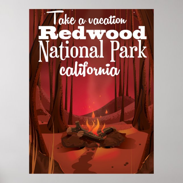 Redwood National Park, poster de viagens da Califó (Frente)