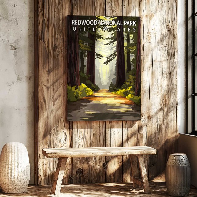 Redwood National Park USA Travel Poster Canvas Art (Redwood National Park USA Travel Poster Canvas Art by TinkPrints.)