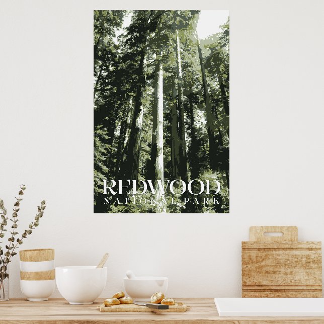 Redwood Poster, Impressão do Parque Nacional (Cozinha)