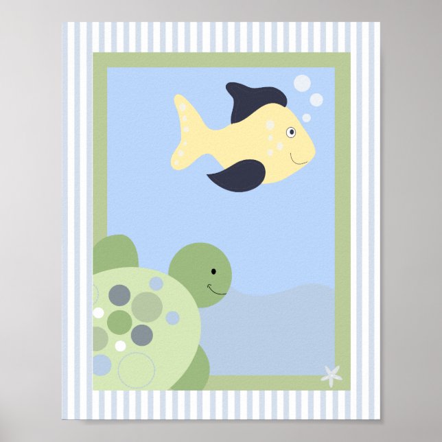 REEF TURTLE FISH 8x10 BABY NURSERY ROOM IMPRESSÃO (Frente)