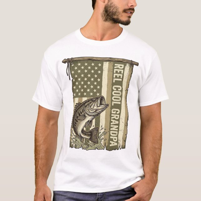 Reel Cool Avô Camisa Vintage Bass Fishing Desig (Frente)