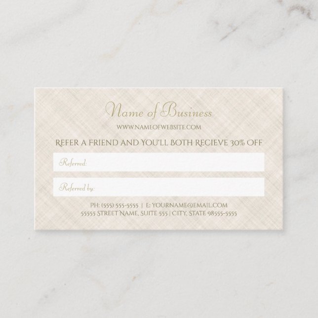 Referência de Texto Dourado Elegante Simples Linen (Frente)
