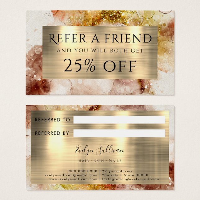 Referenciação de Aquarela Dourada castanha (Frente & Verso)