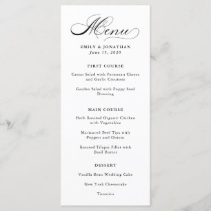 Refinado Menu de Caligrafia Branca e Preta
