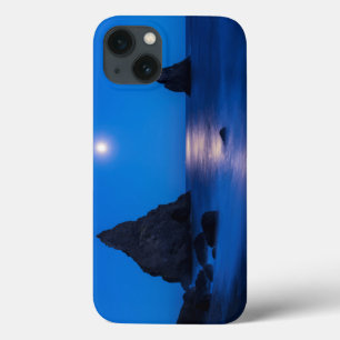 Reflexo do nascer sobre as pilhas oceânicas e marí