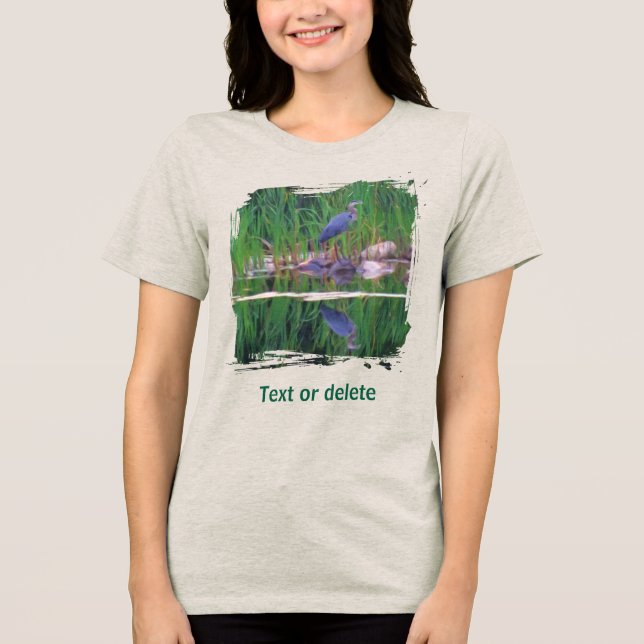 Reflexões da Garça Azul Pintura de Animais  (Frente)