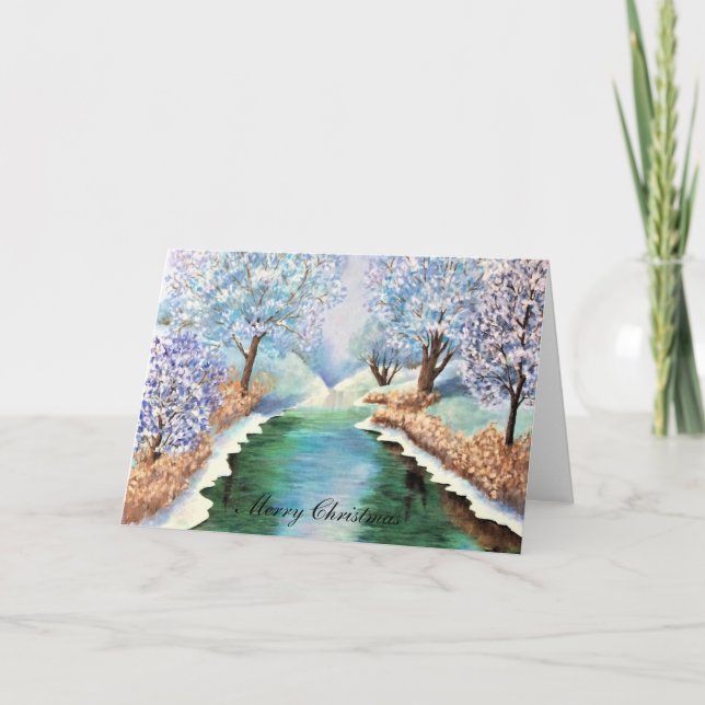 Reflexões de inverno no cartão de Natal. (Frente)