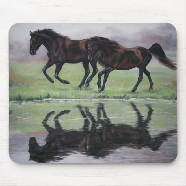 Reflexões - mousepad preto do cavalo (Frente)