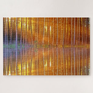 Reflexões Sunset Birch Woods Difícil Quebra-cabeça