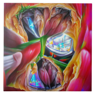 Reflexões Vibrantes de Tulipas de Abstrato