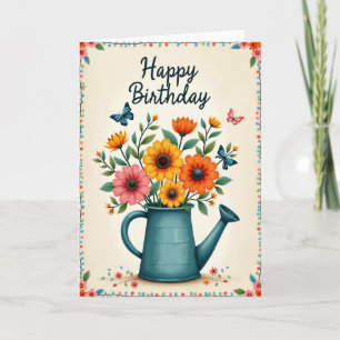 Regador Floral Cartão de Aniversário