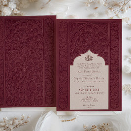 Regal Burgundy Lace Convite Islâmico