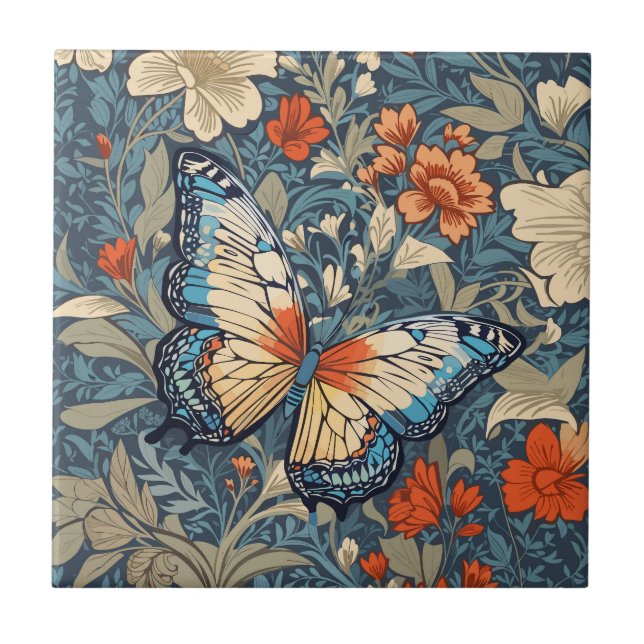 Regal Butterfly Amidst William Morris Floral (Frente)