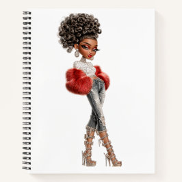 Regal Red Glam Girl Spiral Notebook