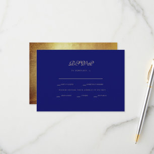 Regal Royal Blue & Dourado Casamento Étnico RSVP