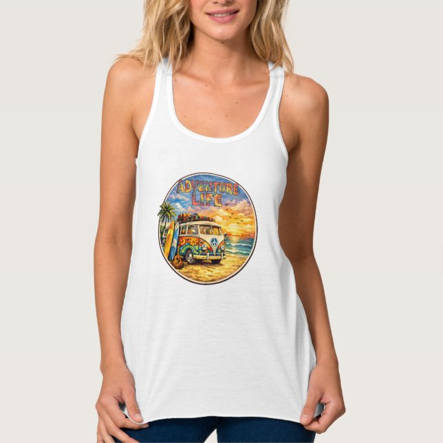 Regata Adventure Life Retro Hippie Beach Sunset Graphic (Frente)