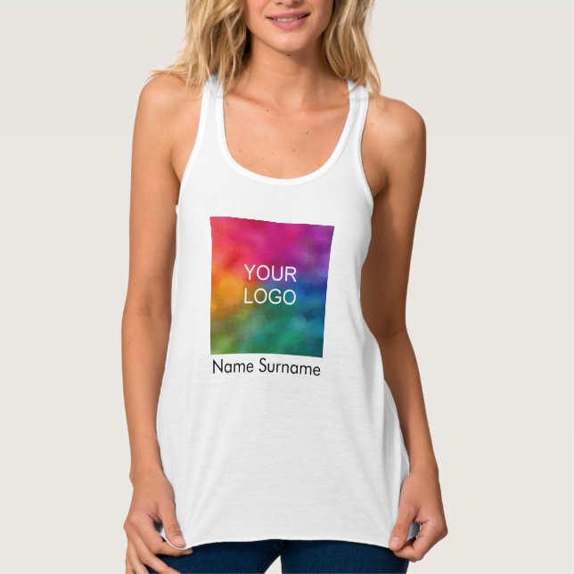 Regata Ajustado fino Racerback feminino Logotipo para emp (Frente)