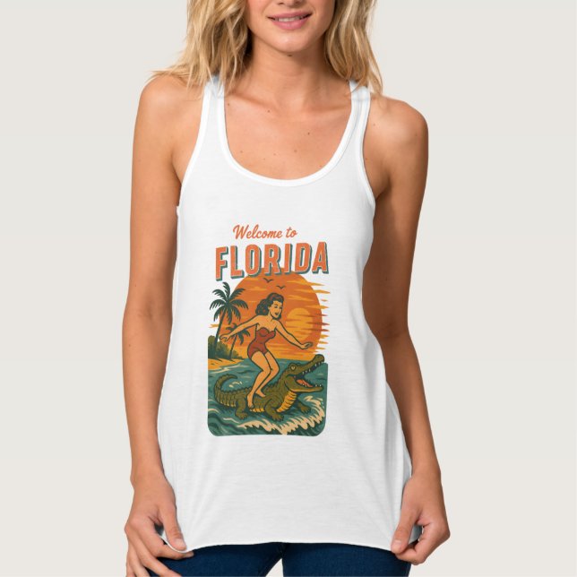 Regata Alligator Surfing Beach Pin-up Retro Coastal Life (Frente)