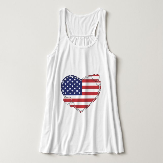 Regata American Flag Heart (Frente do Design)