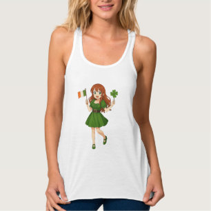 Regata Anime fofa ruiva dia de São Patrício