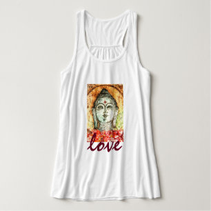 Regata Arte Flowy Racerback da aguarela de Buddha do amor