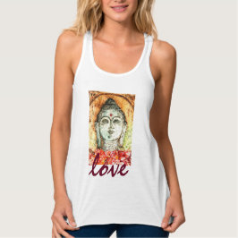 Regata Arte Flowy Racerback da aguarela de Buddha do amor