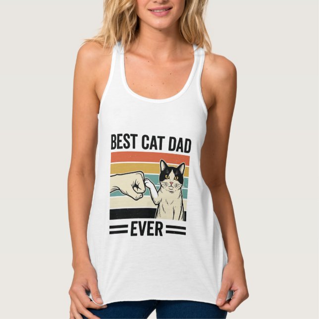 Regata Best Cat Dad Ever Retro Cat Fist Bump Shirt_1 (Frente)