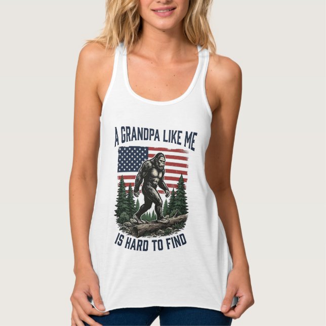 Regata Bigfoot Grandpa Vintage American Flag Shirt Design (Frente)