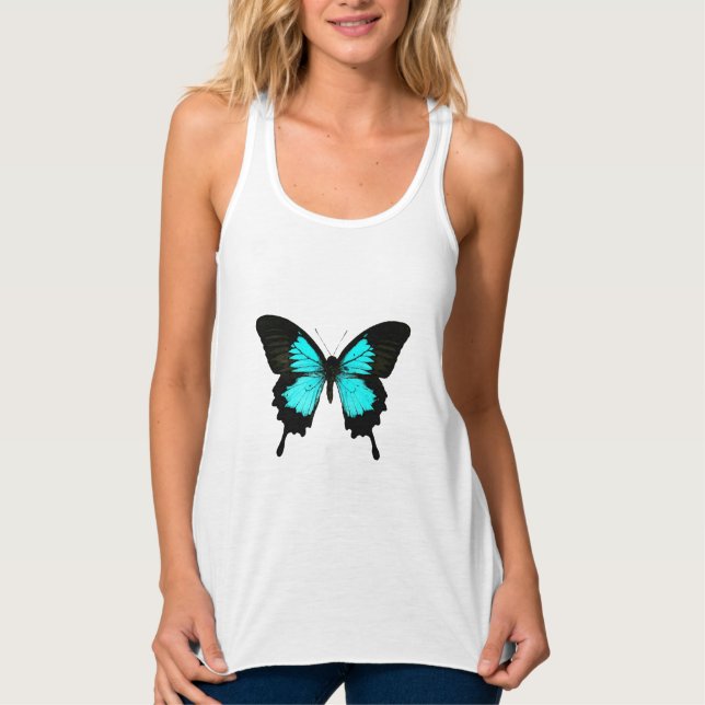 Regata Borboleta - azul-turquesa e preto (Frente)