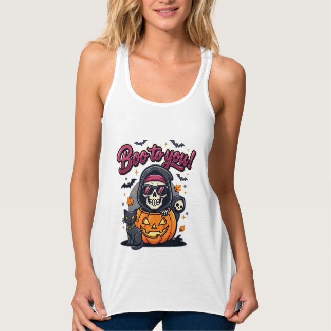 Regata Buu para Você Esqueleto de Abóbora de Halloween (Frente)