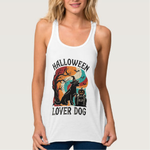 Regata Cachorro Amante do Halloween Chapéu de Bruxa Tumba