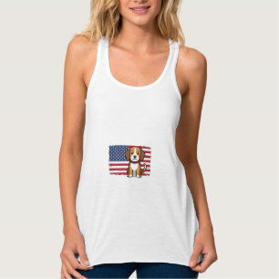 Regata Cachorro Patriótico Vetor Bandeira Americana