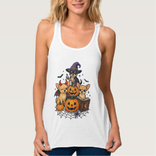 Regata Cães Chihuahua de Halloween Abóboras Chapéu de Bru