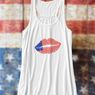 Regata Camisola de alças do beijo da bandeira americana