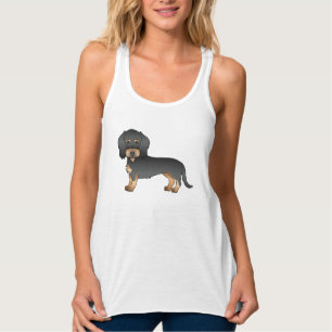 Regata Cão De Cartoon De Dachshund Com Cabos Negros E Tan