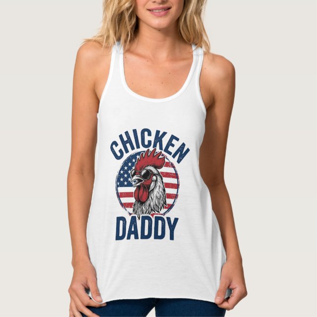 Regata Chicken Daddy Rooster Vintage Patriotic Shirt Desi (Frente)