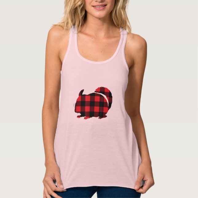 Regata Chinchilla Mãe Lover Red Xadrez Rodent Pet Owner G (Frente)