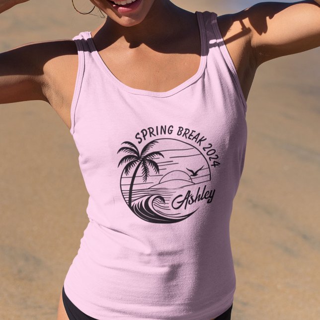 Regata Costura de desfiladeiras de desfiladeiras (Embrace the sun-kissed spirit of spring break with our custom name and location shirts!)